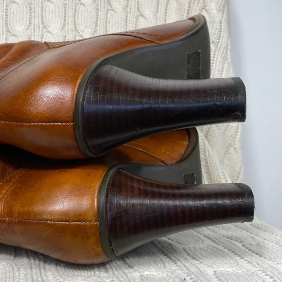 PENNY LOVES KENNY leather bootleg cognac boots stacked heel size 8.5  #2090 - Picture 4 of 11